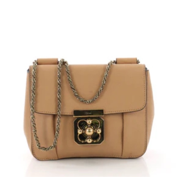 AUTH Chloe Elsie Leather Chain Bag Tan Brown - Picture 1 of 10